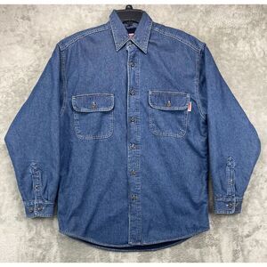 VTG Wolverine Men's Fleece‎ Lined Denim Shirt Sz Medium Blue